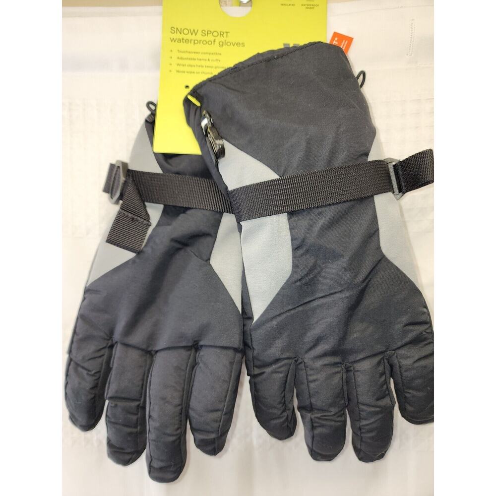 All In Motion Mens Snow Gloves Med Large Blk Heavy Warm Waterproof Insulated